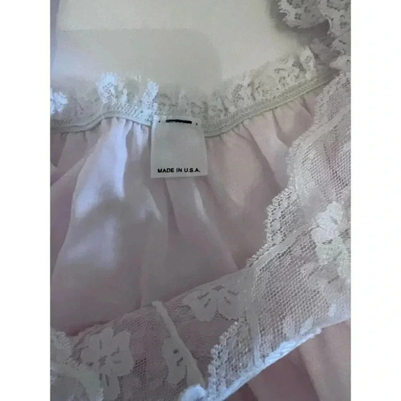 Vintage Sears MCM pink puff sleeve lace long nightgown size large - Picture 6 of 10